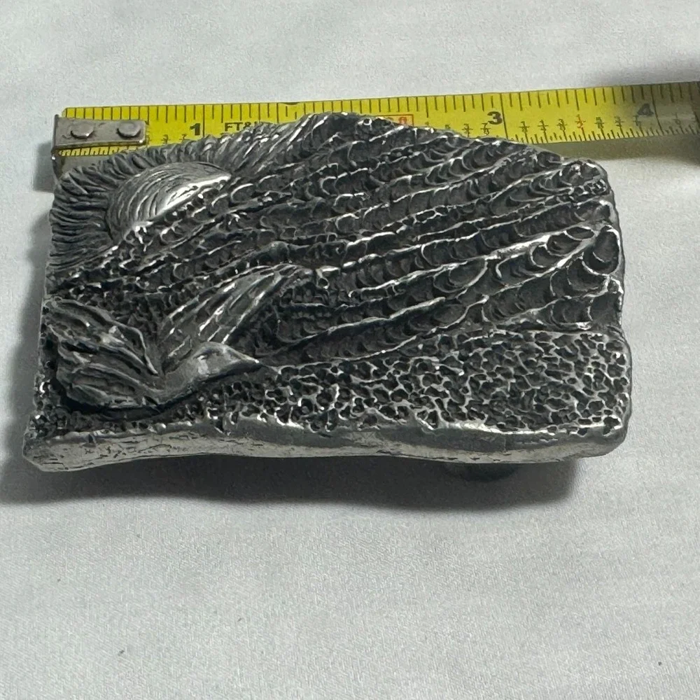 Vintage Heritage Pewter Belt Buckle1009 Ocean Scene Sunset Seagul‎ 3D
